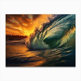 Ocean Wave At Sunset 1 Canvas Print