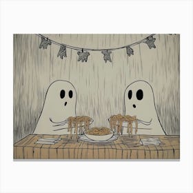 Ghosts Eating Spaghetti Canvas Print