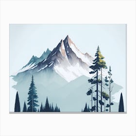 Mountain And Forest In Minimalist Watercolor Horizontal Composition 27 Canvas Print