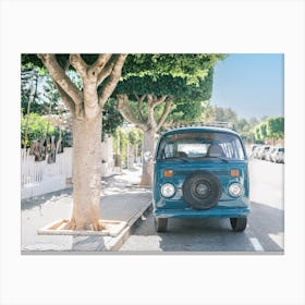 Dark Blue Hippie Van // Ibiza Travel Photography Canvas Print