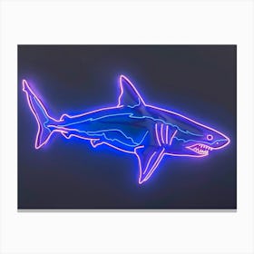 Blue Neon Great White Shark 4 Canvas Print