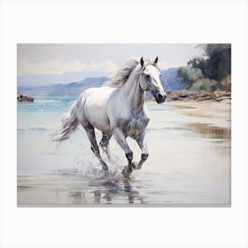 A Horse Oil Painting In Ao Nang Beach, Thailand, Landscape 3 Canvas Print