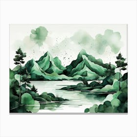 Watercolor Landscape Painting 3 Canvas Print