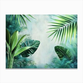 3D Tropical Leaves Canvas Print