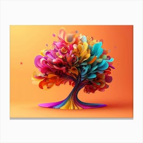 3d Abstraction Artwork, Color Tree On Bright Background 1 Canvas Print