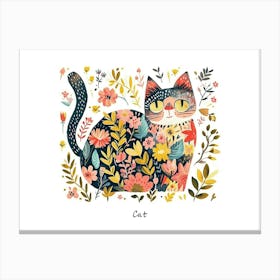 Little Floral Cat 1 Poster Canvas Print