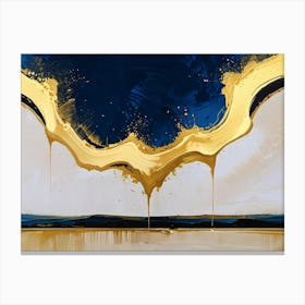 Gold And Blue Abstract Painting 1 Canvas Print