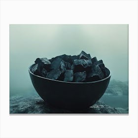 Black Coal In A Bowl Canvas Print