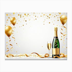 Champagne Bottle And Balloons Canvas Print