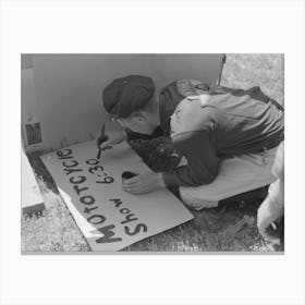 Painting A Sign, Fourth Of July, Vale, Oregon By Russell Lee Canvas Print