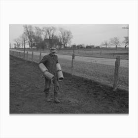 Tip Estes Carrying Tiles To Load On A Wagon, Fowler, Indiana By Russell Lee 1 Canvas Print