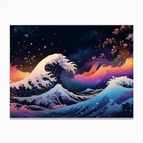 Artistic Great Wave With Starry Night Sky Canvas Print