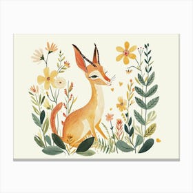 Little Floral Gazelle 1 Canvas Print