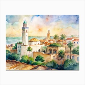 Morocco Watercolor Painting Canvas Print