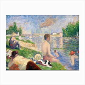 Final Study For “Bathers At Asnières” (1883), Georges Seurat Canvas Print