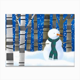 Snowman in Forest 1 Canvas Print