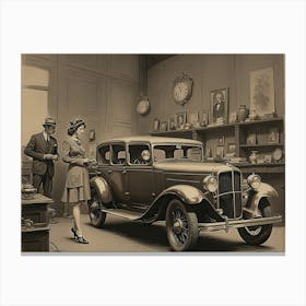 Old Car Showroom Canvas Print