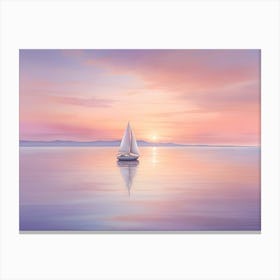 Sailboat At Sunset Paintings Art Print 4 Canvas Print