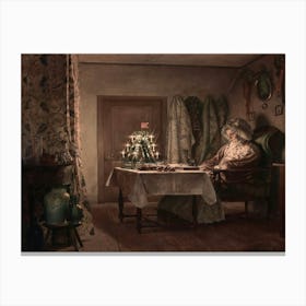 Lady At The Table 2 Canvas Print