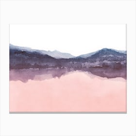 Watercolor Landscape 4 Pink And Indigo Canvas Print