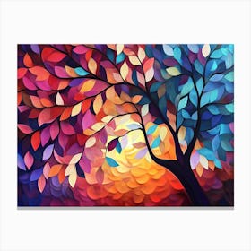 Colorful Tree with Vibrant Leaves Hanging Branches Canvas Print