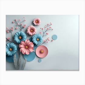 3d Flowers and Circles Canvas Print