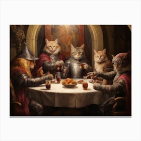 Royal Cats At A Feast Canvas Print