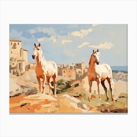 Horses Painting In Siena, Italy, Landscape 4 Canvas Print