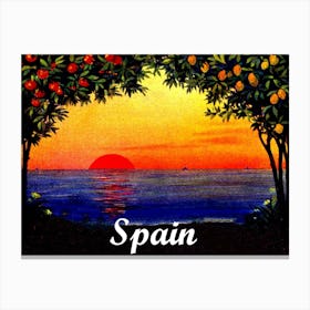 Sunset At Spain, Vintage Travel Poster Canvas Print