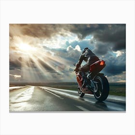 Rider On Red Bike (22) Canvas Print