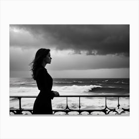 Woman Looking At The Sea Canvas Print