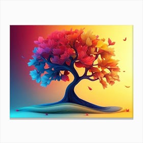 3d Abstraction of Color Tree on Bright Background In 3d Canvas Print