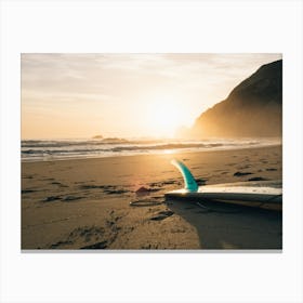 Surfboard On The Beach Canvas Print