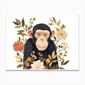 Little Floral Chimpanzee 1 Canvas Print