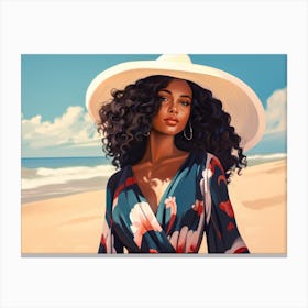 Illustration of an African American woman at the beach 93 Canvas Print