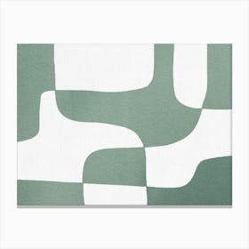 Sage Green and White Abstract Pattern Mid-century Modern Canvas Print