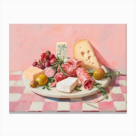 Mediterranean Mezze Platter Pink Checkerboard 2 Canvas Print