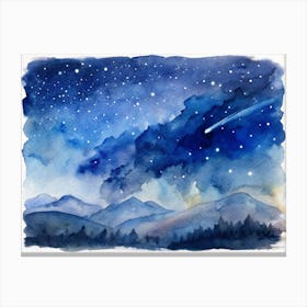 A Minimalist Depiction Of A Meteor Shower Streakin (1) Canvas Print