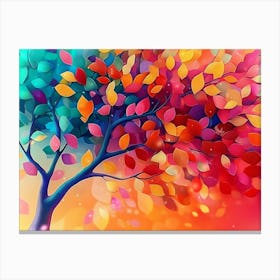 Elegant Colorful Tree With Colorful Leaves 2 Canvas Print