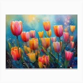 A Garden Brimming With Tulips Canvas Print