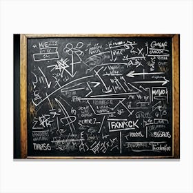 Blackboard With Abstract Graphics And Arrows Hand Drawn Lines Creating Realistic Textures Designs (2) Canvas Print