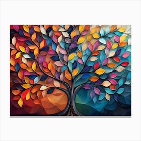 Colorful Tree with Vibrant Leaves Hanging Branches 1 Canvas Print