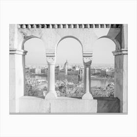 Black And White Aerial View Of Budapest Canvas Print