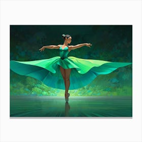 Ballerina In Green Dress Canvas Print