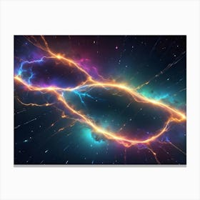 Cosmic Explosion Of Energy In The Form Of An Infinity Symbol, Surrounded By A Colorful Nebula And Shooting Stars Canvas Print