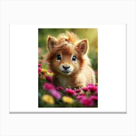 Little Pony In Flowers Canvas Print