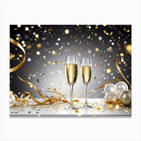 New Year Champagne Glasses Canvas Print