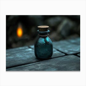 Small Bottle With Candle Canvas Print