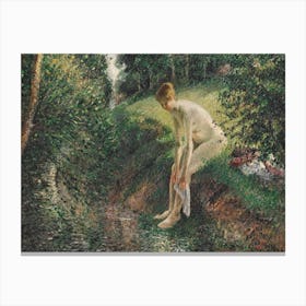 Bather In The Woods, Camille Pissarro Canvas Print