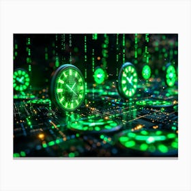 Clocks On A Computer Screen Canvas Print